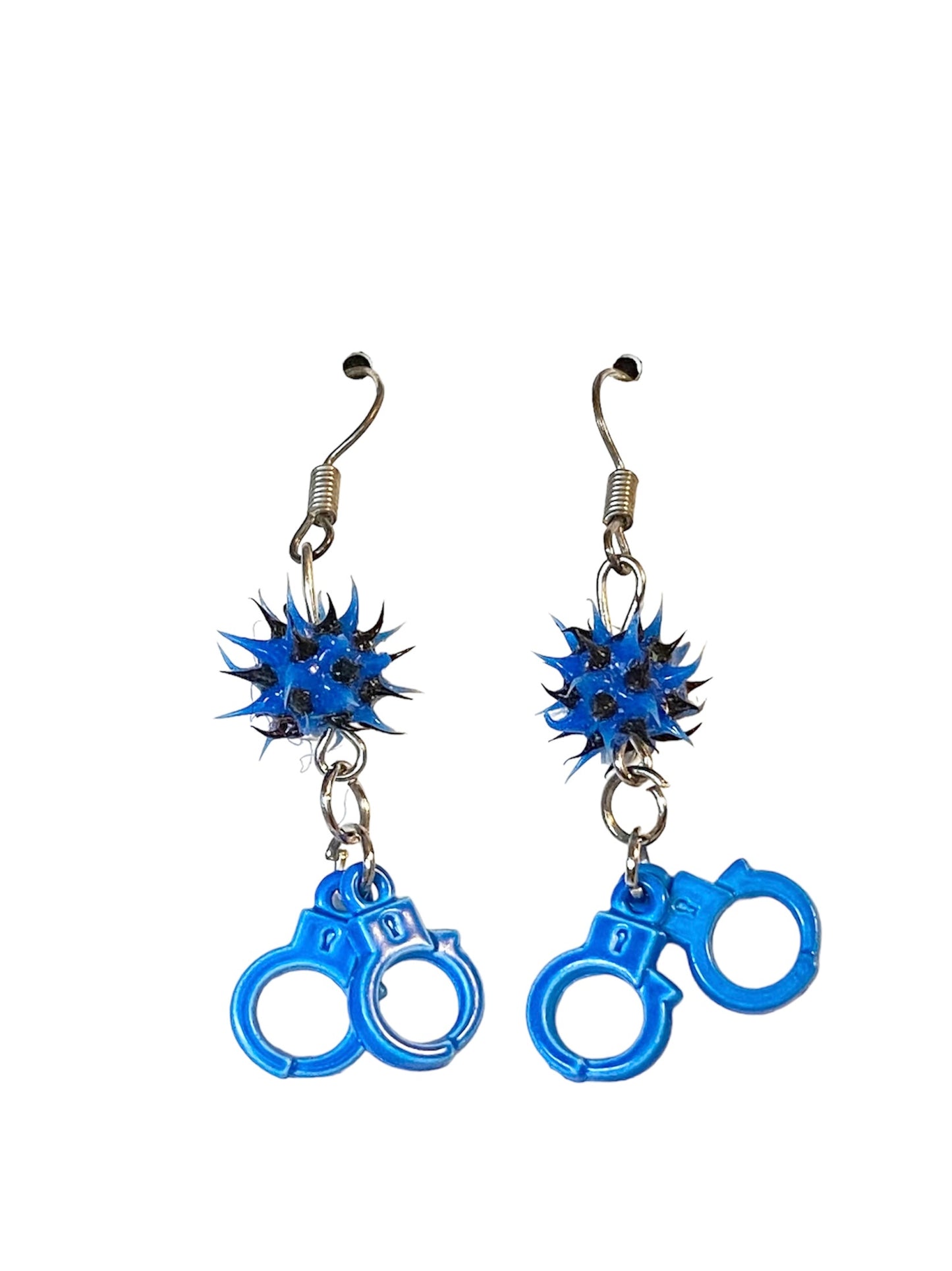 Blue Handcuff Charm Earrings