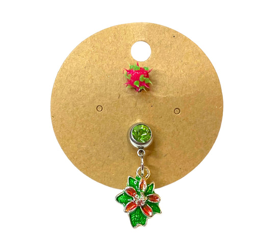 Christmas Poinsettia Belly Ring