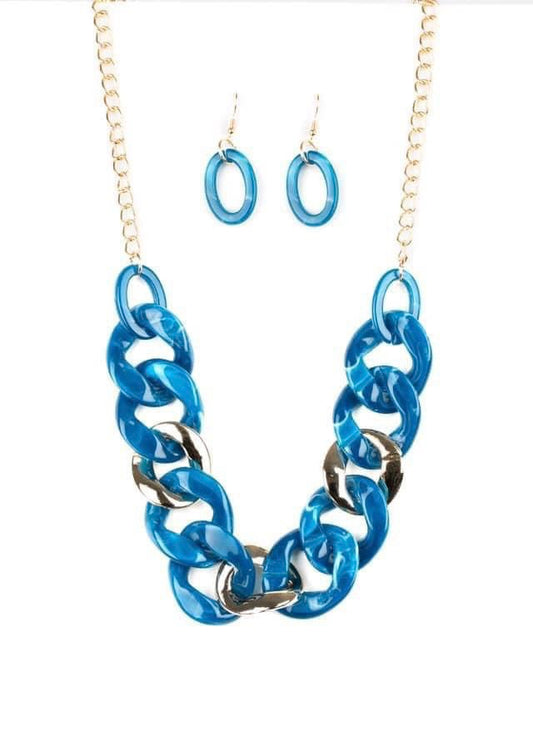 Blue and Gold Chain Necklace